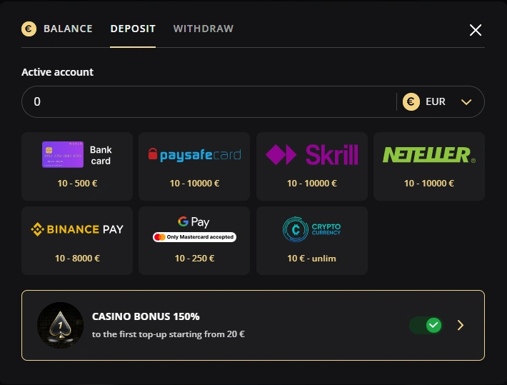 lex deposit page